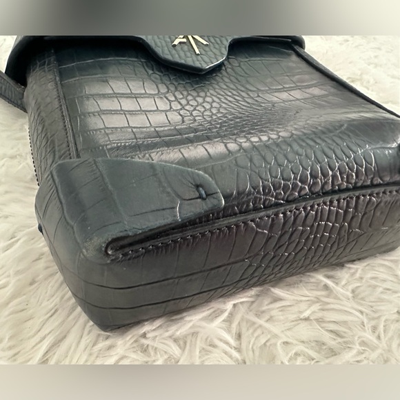 Manu Atelier Mini Pristine Croc‎ Leather Crossbody Bag Rare - Picture 4 of 15